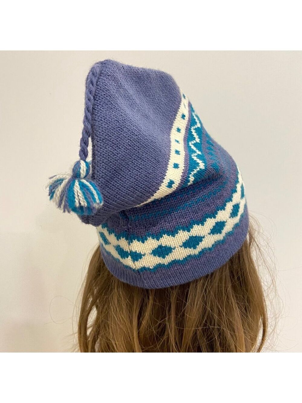 Orage 100%Wool Beanie Slouchy Tassel Fair Isle Knit Streetwear unisex Winter Hat - Picture 5 of 14